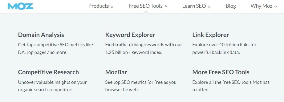 Moz main page