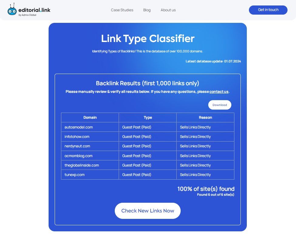 example how link type classifier work