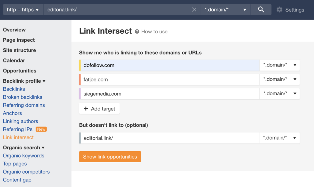 how to use link intersect tool