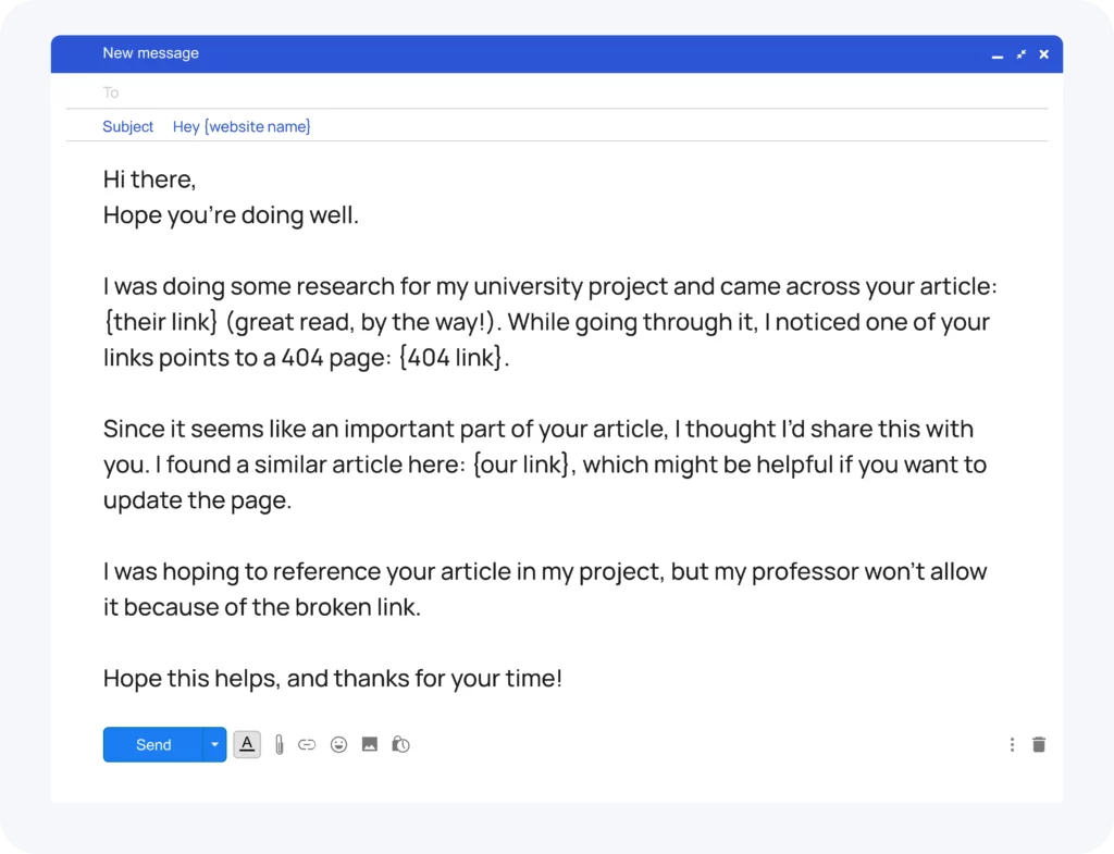 email template for broken link building