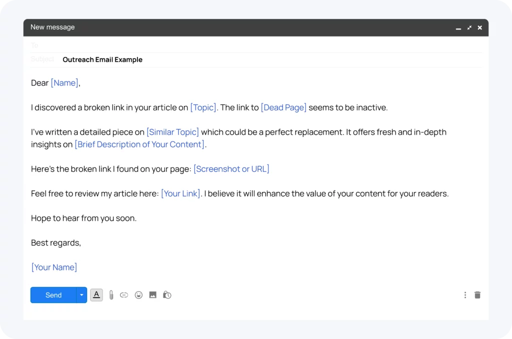 outreach email example for dead link building