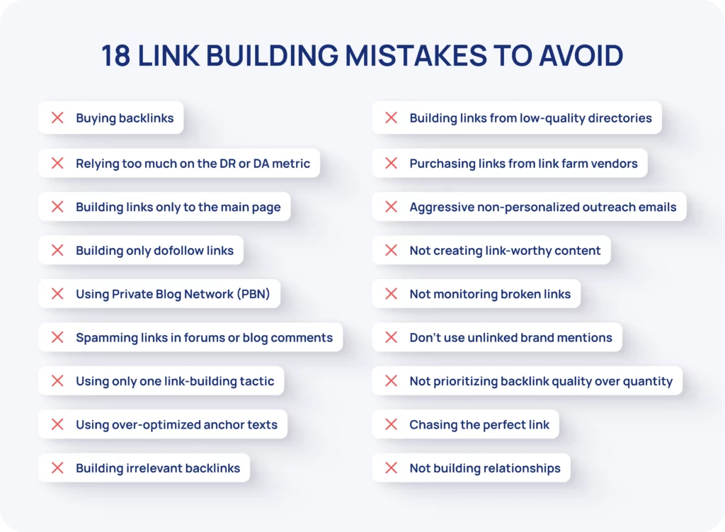 18 link building mistakes to avoid