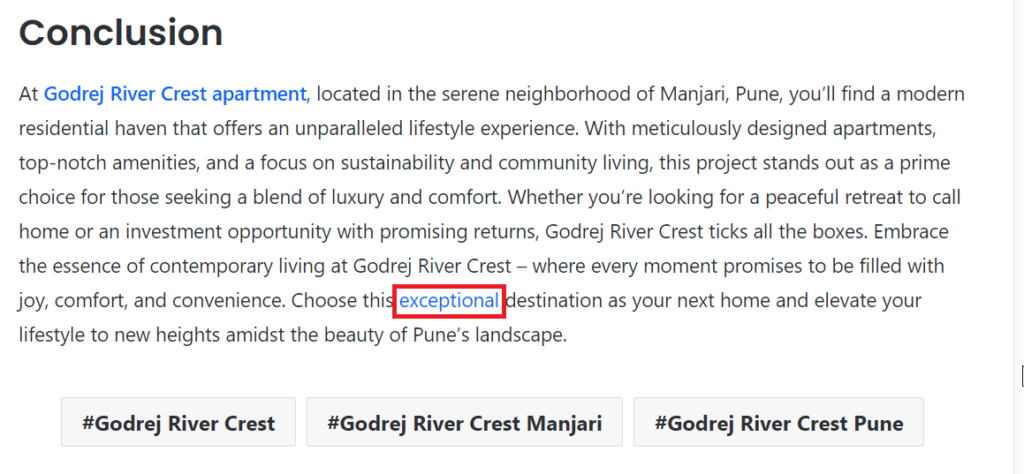 an article about luxurious apartments might have a link that promises more info on “exceptional”