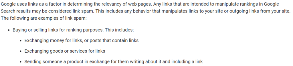 google guidelines about link buying