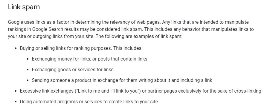 link spam by google