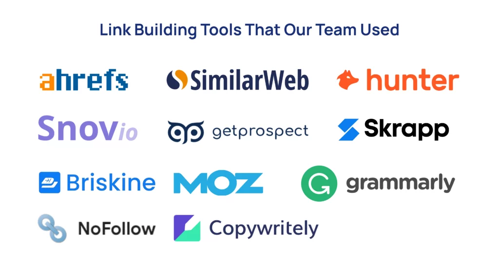 Link building tools that our team used