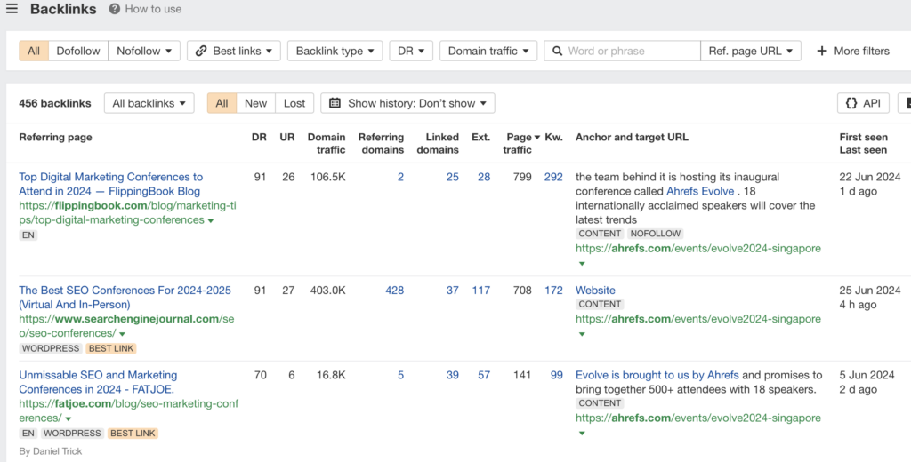 Ahrefs Evolve linked to 456 times