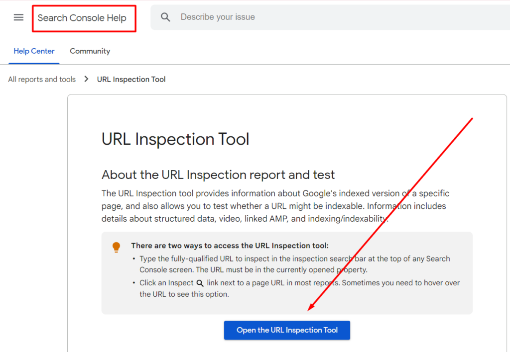 URL Inspection Tool