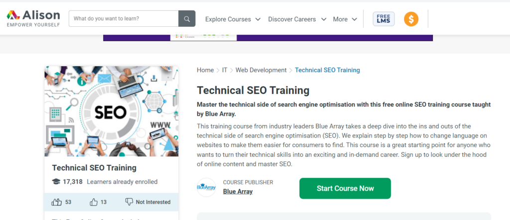 Alison Technical SEO Training