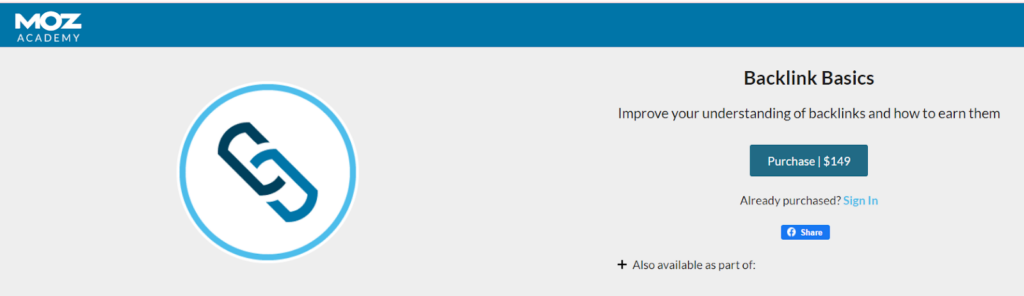 Backlink Basics course by MOZ Academy