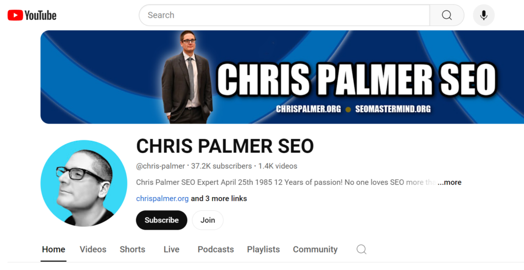 Chris Palmer SEO youtube