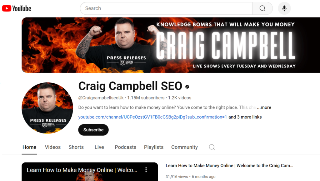 Craig Campbell SEO Youtube