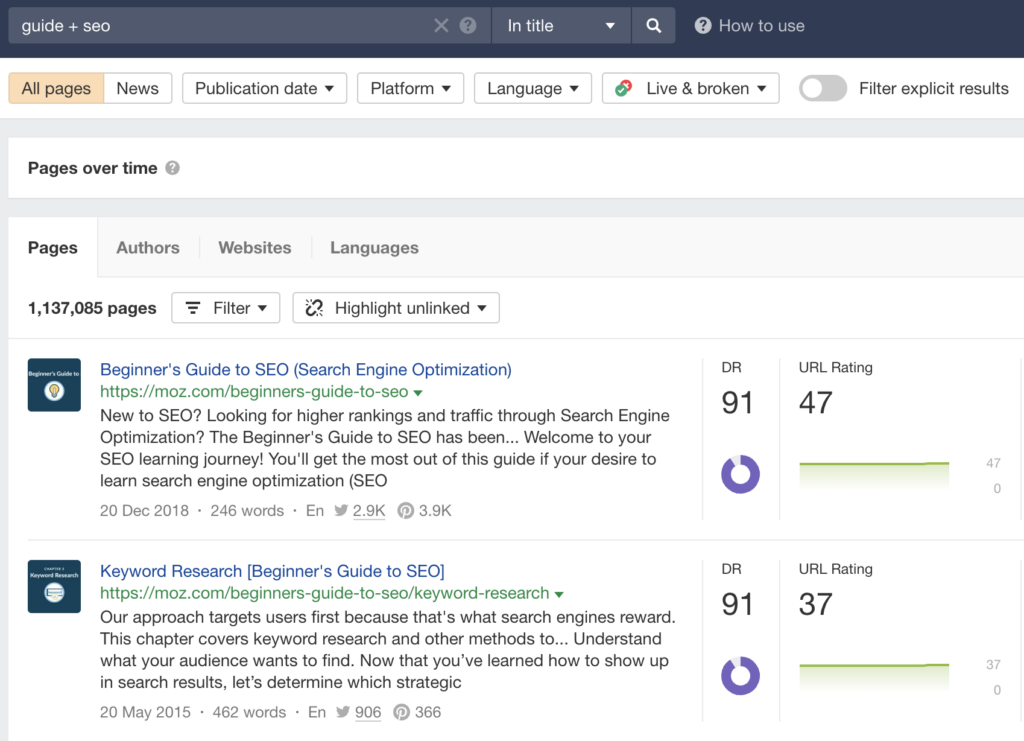 look for guides that get lots of organic traffic but you can still improve on