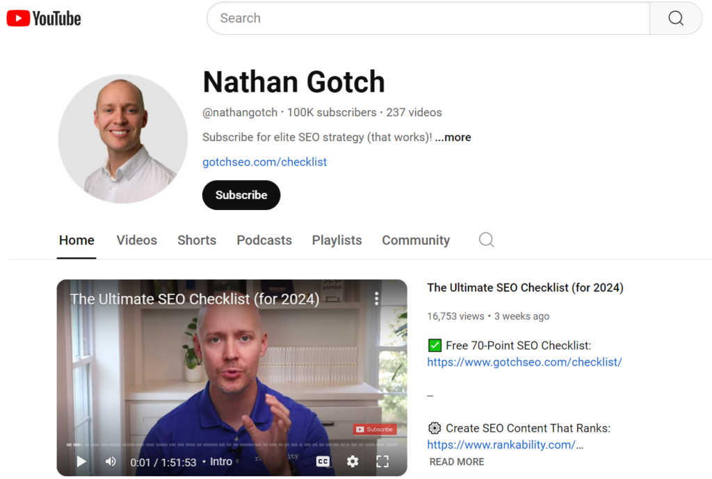 Nathan Gotch YouTube Channel