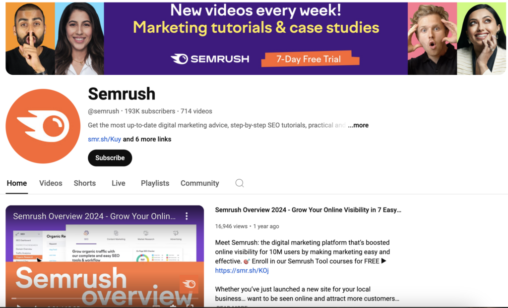 SemRush Youtube