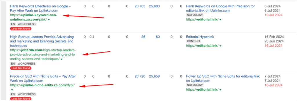 sifting out all pages with low metrics