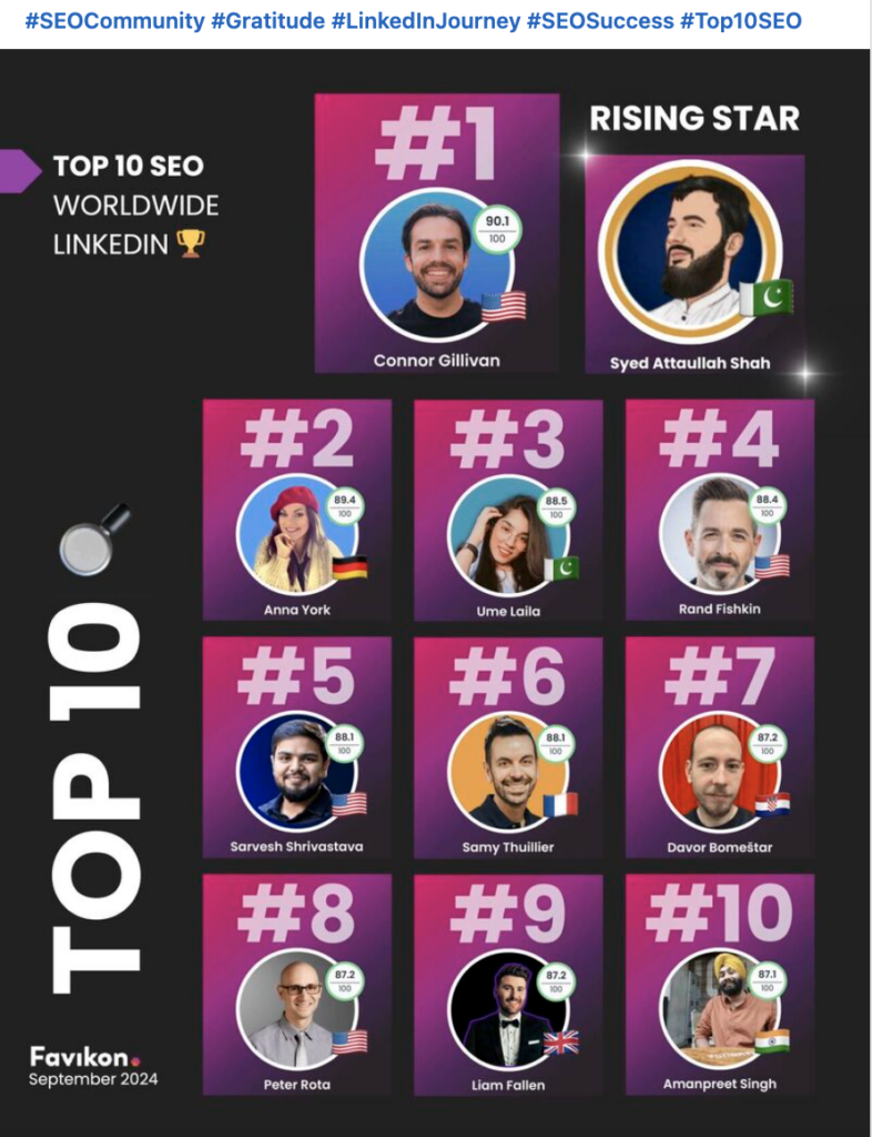 top 10 SEOs linkedin