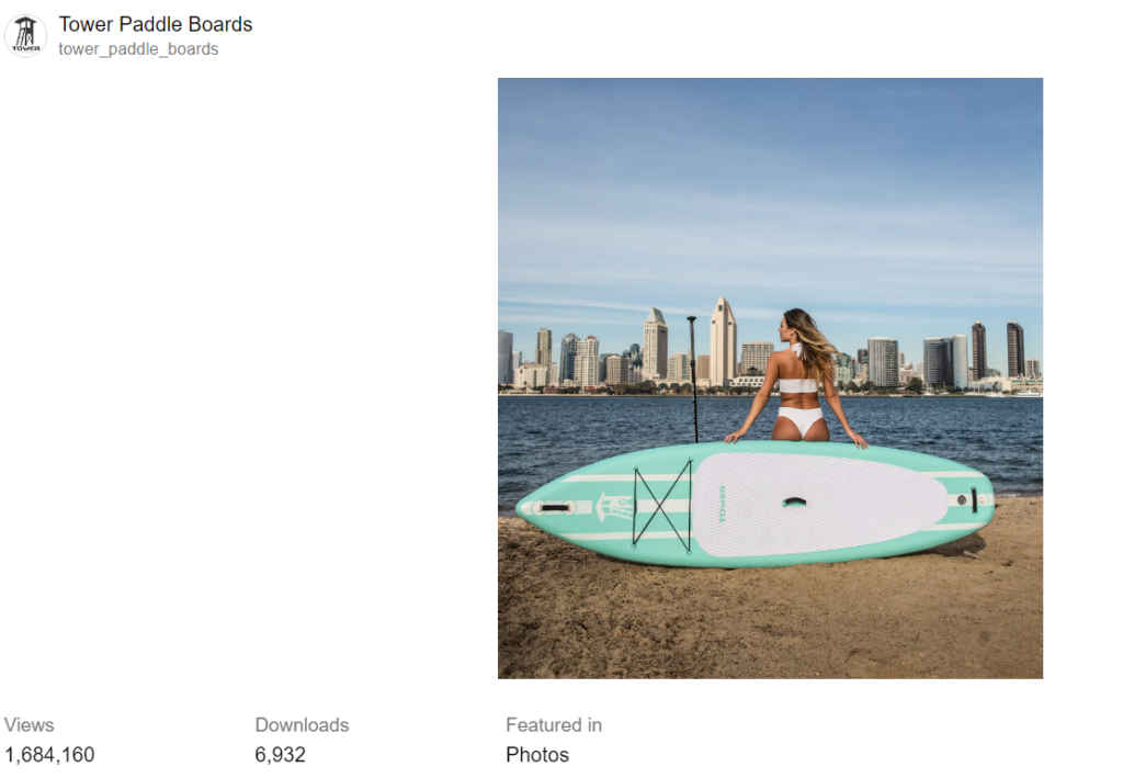 Tower Paddle Boards on Unsplash has been downloaded nearly 7k times