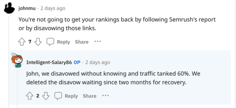 another opinion about disavow backlinks