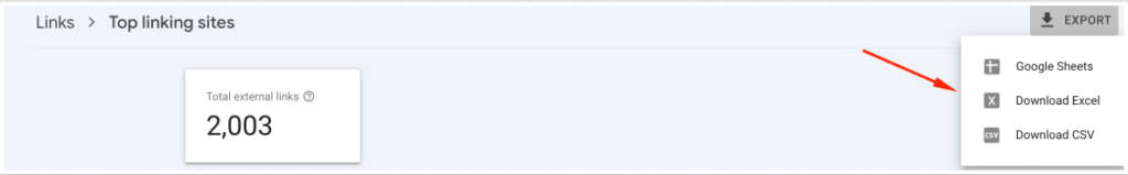 exporting links from gsc