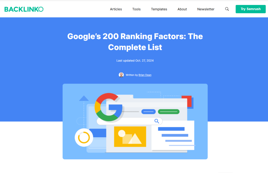 Google’s 200 Ranking Factors- The Complete List by Brian Dean