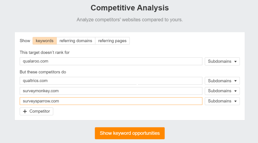 Hit the Show Keyword Opportunities button