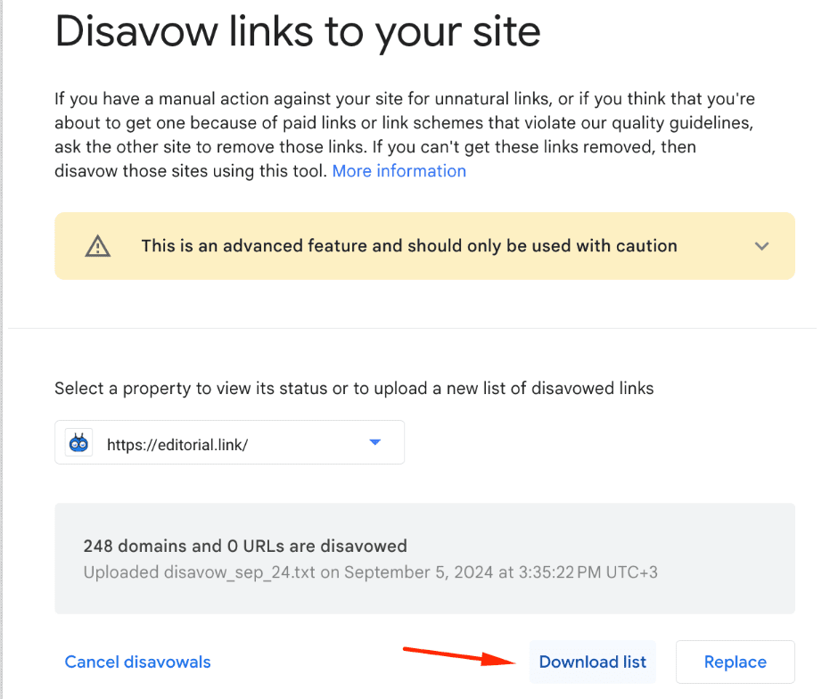 how we disavow links for our website