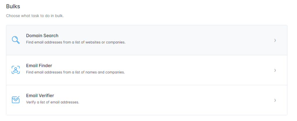 Navigate to Bulks and choose Domain Search