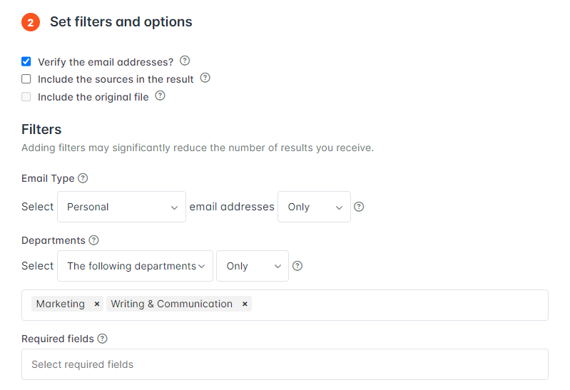 Set the filters to Marketing and Writing & Communication to narrow down the search focus