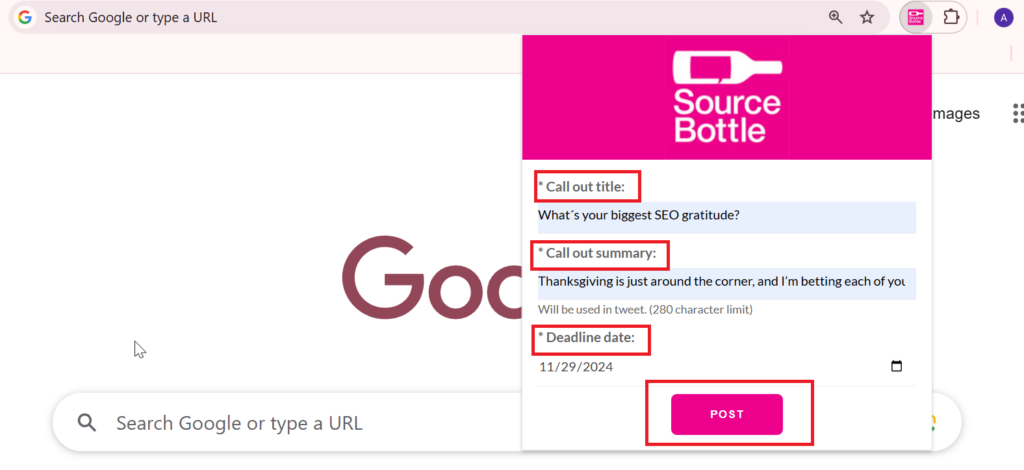 SourceBottle offers a handy Google Chrome extension