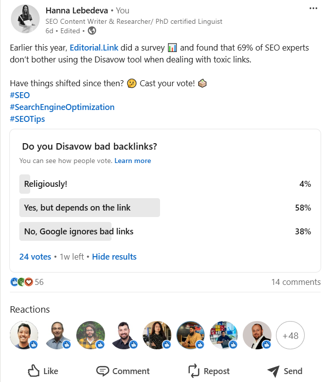 we decided to run a LinkedIn poll to gather some fresh stats