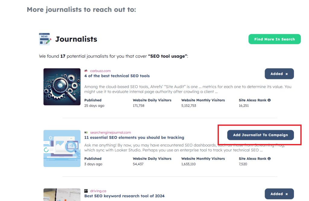 you'll need to add journalists to your outreach campaign