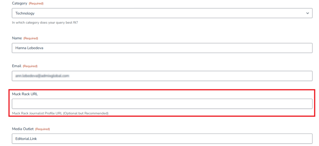 add your link here to help Muck Rack users identify you on SOS when submitting a query