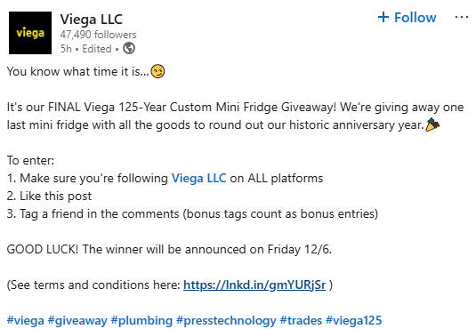 Host contests and giveaways