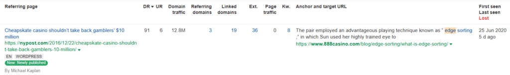 The article was published in 2016, but Ahrefs first crawled only in 2020