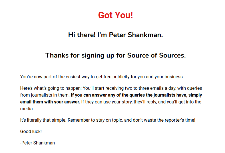 you'll receive three emails a day with journalist queries