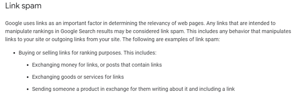 google guidelines about links