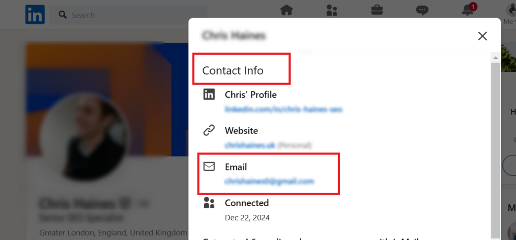 Many professionals include their email in the LinkedIn
