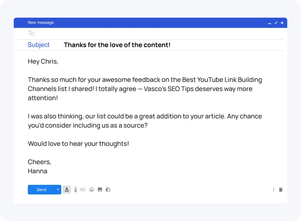 example of outreach mail for listicle