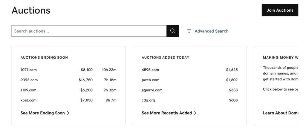 Godaddy Auctions
