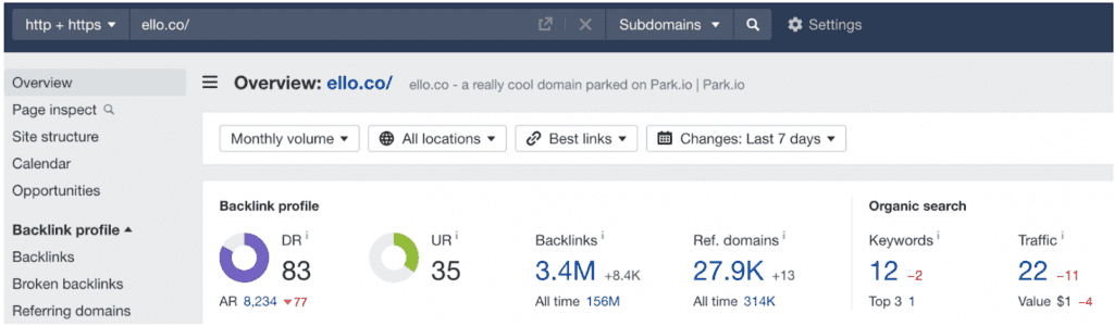 link profile of expired domain