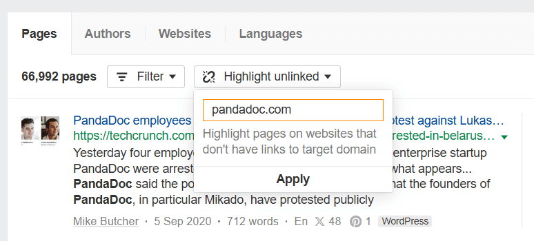 Add your website URL in Highlight unlinked