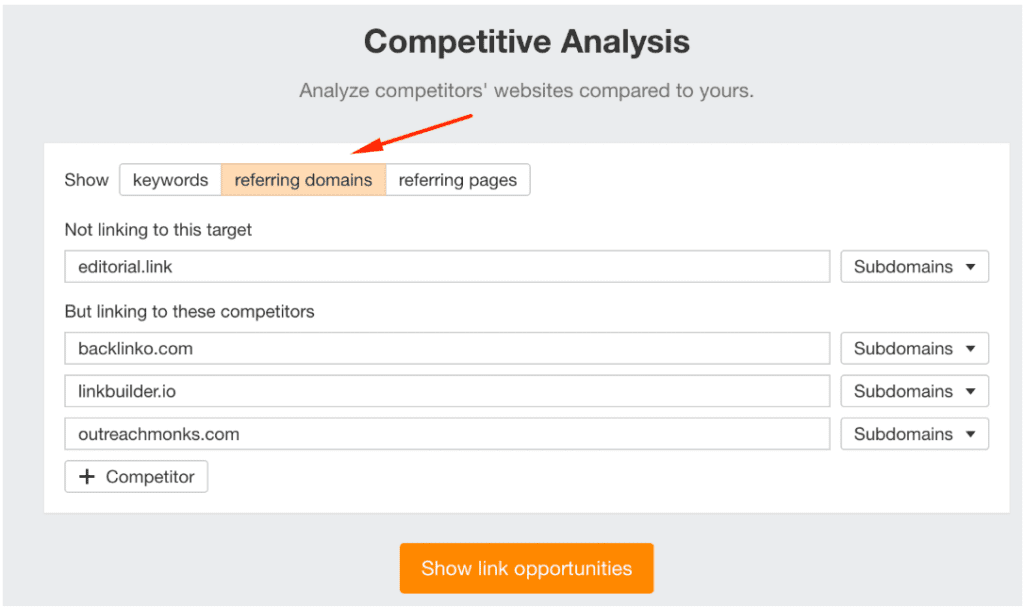 competitive analysis ahrefs tool