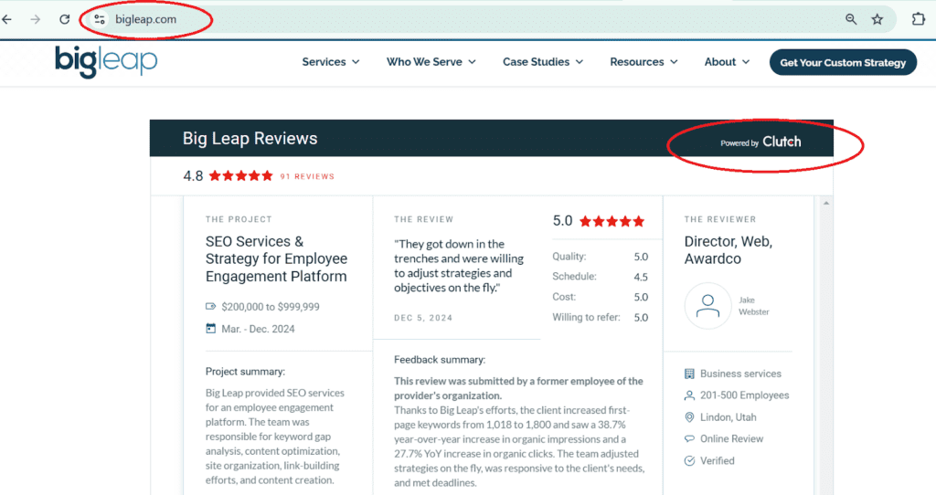 example of backlinks from homepage