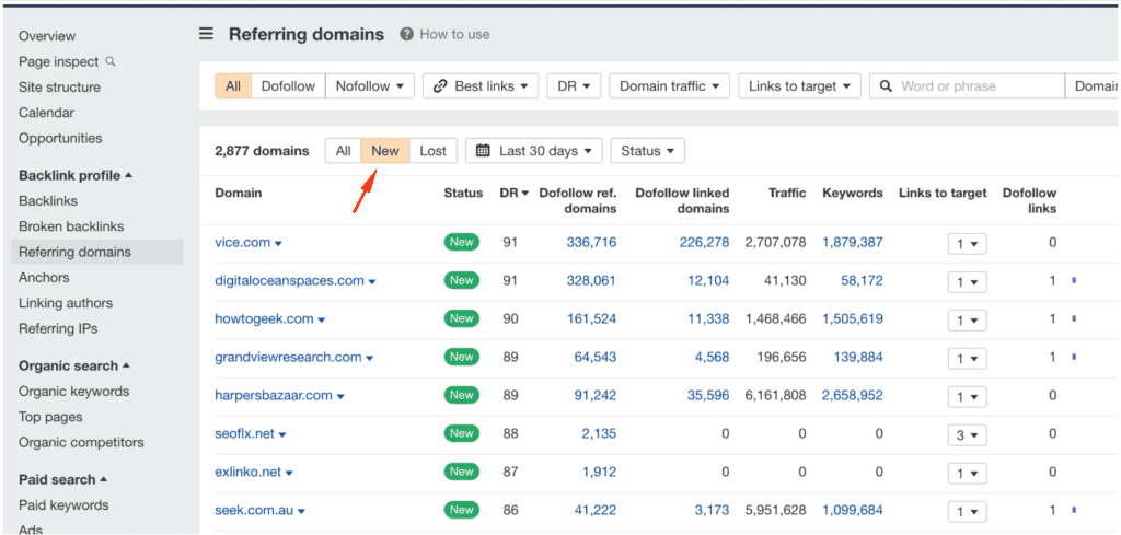 filtering links by New, you can find links that they've built recently