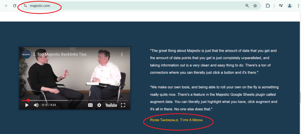 give testemonial to get homepage backlink