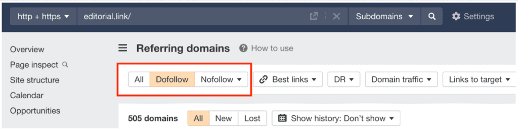In both, you can filter the results by their rel= attribute