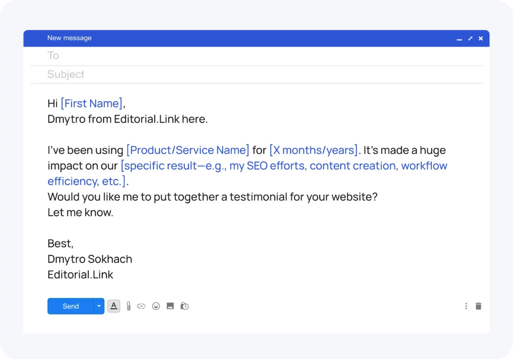 pitch for testimonial link building