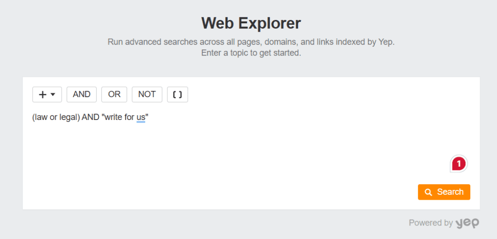 search for websites accepting guest posts in Ahrefs Web Explorer
