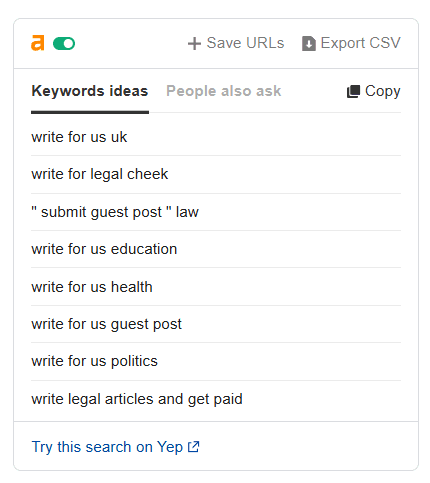 You can also export the results into a spreadsheet.